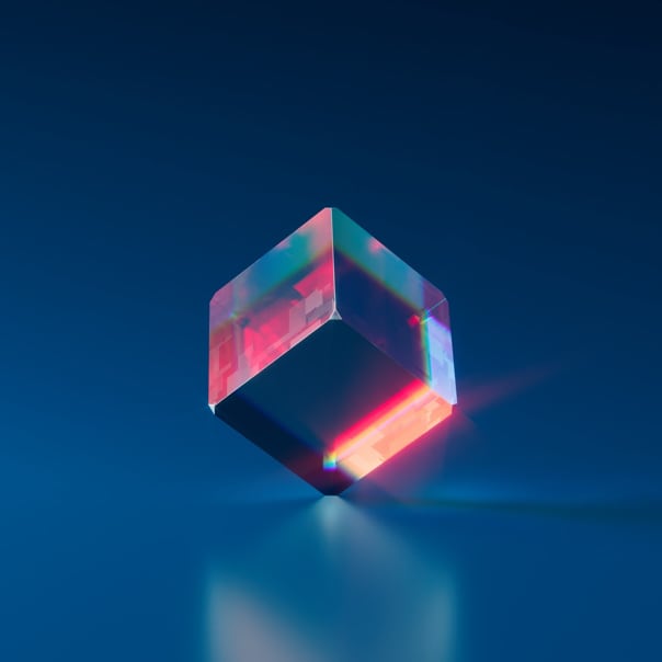 image of a red and blue 3d cube